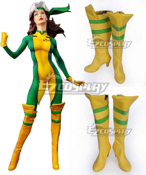 Pretty BOOTS COS X-Men Rogue Cosplay BootS Costume Shoes Boots Yellow High Heel 