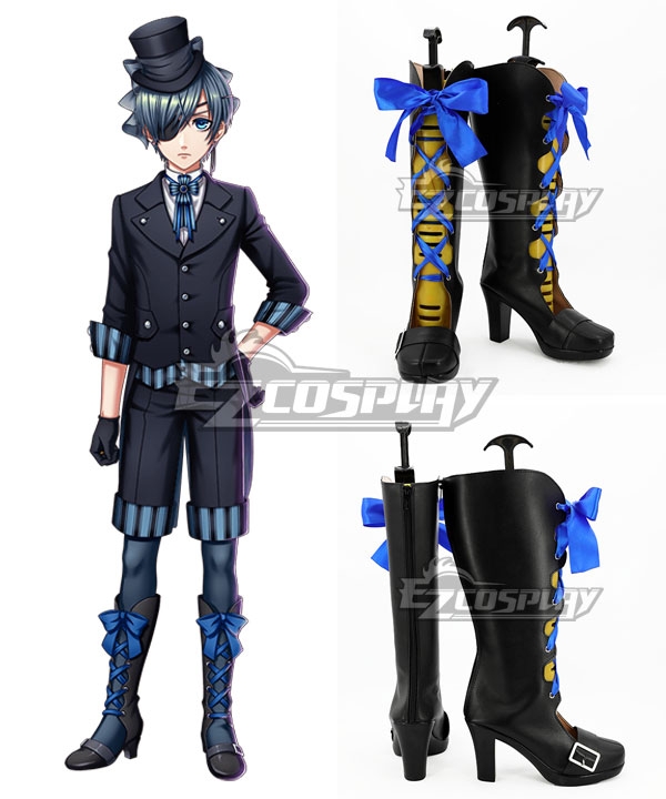 Black Butler Ciel Phantomhive Shoes Cosplay Costume Boots Boot Shoes 
