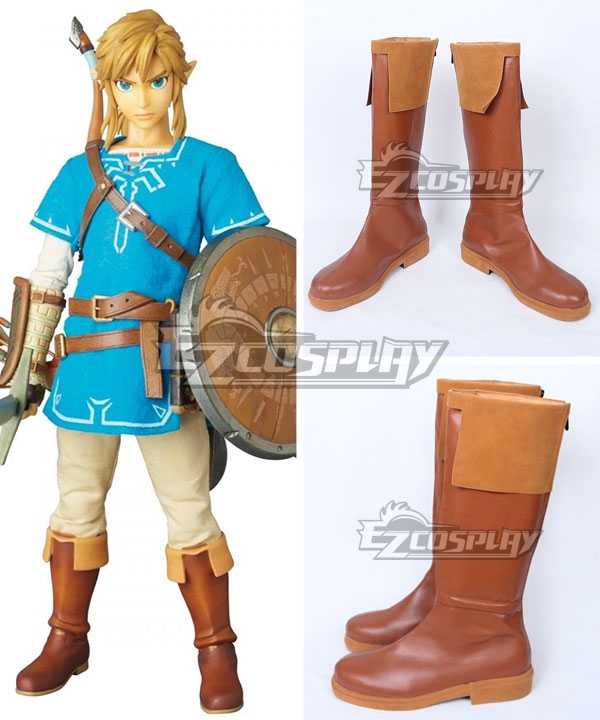 The Legend of Zelda Link Anime Brown Costume Shoes Cosplay Boots Customized Size 