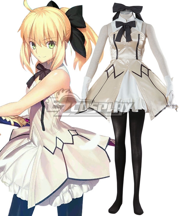 Fate Stay Night Artoria Pendragon Saber Lily Cosplay Costume 9009