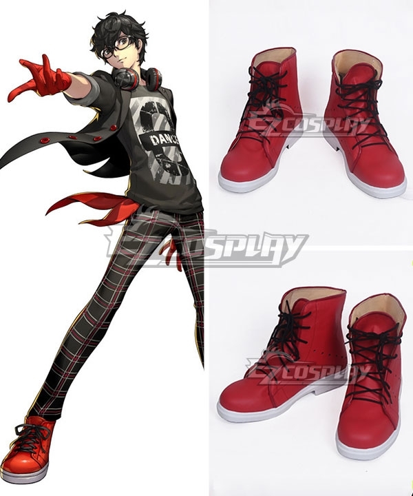 Persona 5 Dancing Star Night Protagonist Akira Kurusu Ren Amamiya Red Cosplay Shoes Cosplay Boots