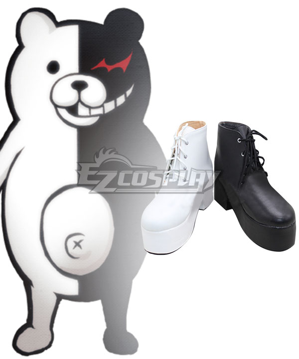 Danganronpa Dangan Ronpa Monokuma Female Black White Shoes Cosplay Boots