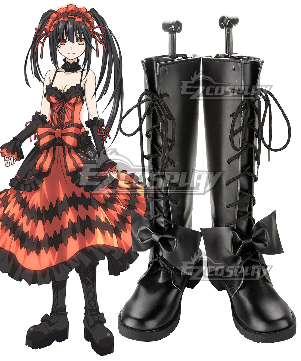 Date A Live Tokisaki Kurumi Nightmare Black Shoes Cosplay Boots