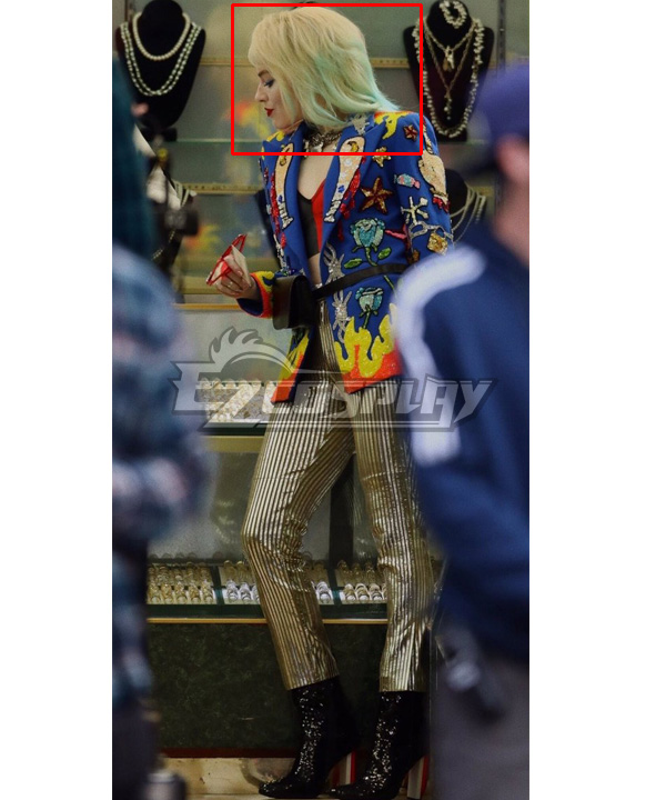 

DC Birds of Prey Harley Quinn Suit Uniform Golden Cosplay Wig
