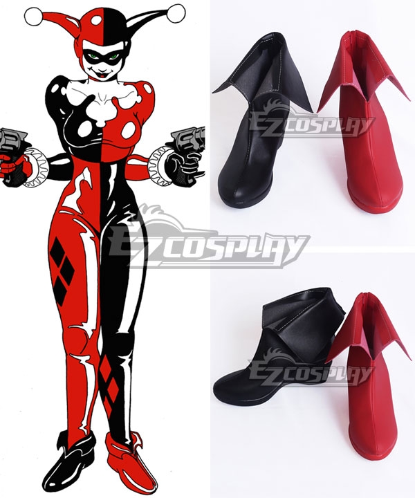 

DC Comics Batman Arkham Asylum Harley Quinn Joker Red Black Cosplay Shoes