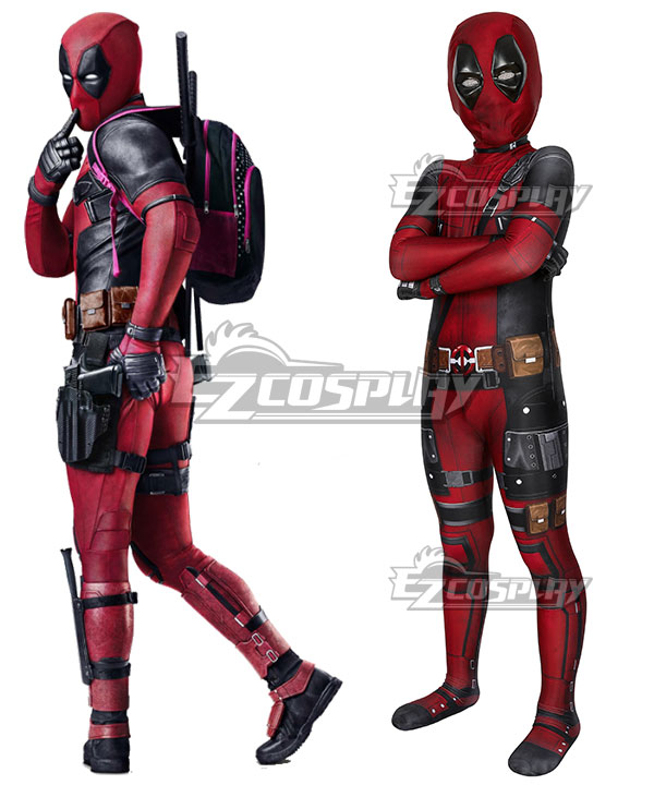 Kids Marvel Deadpool 2 Wade Wilson Zentai Jumpsuit Cosplay Costume