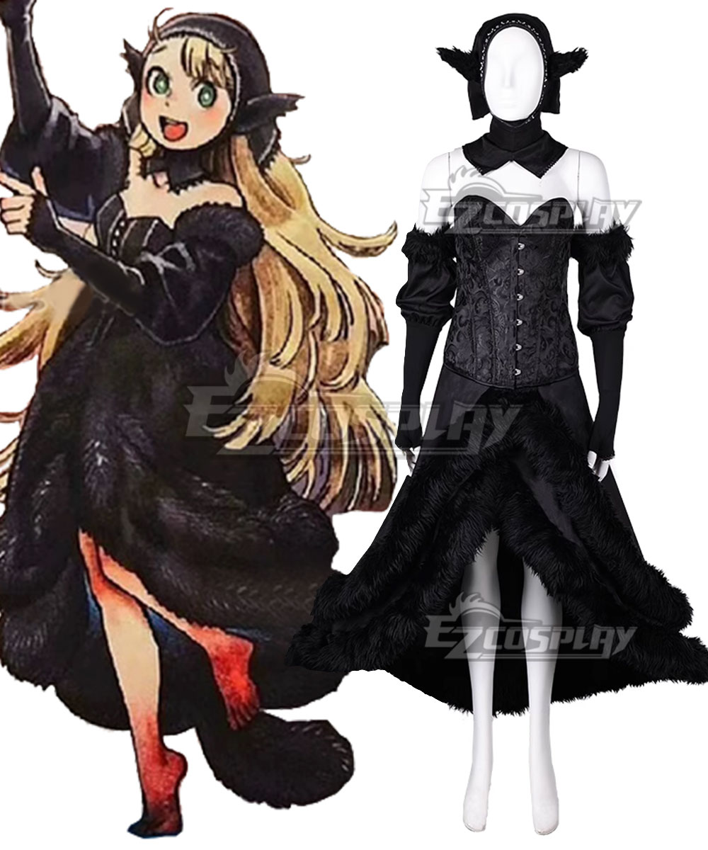 Delicious in Dungeon Marcille Labyrinth Master Black Dress Cosplay Costume