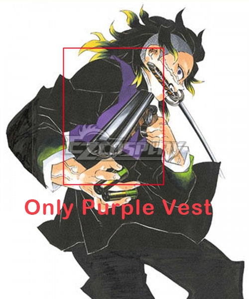 Demon Slayer: Kimetsu No Yaiba Genya Shinazugawa Cosplay Costume - Only Purple Vest