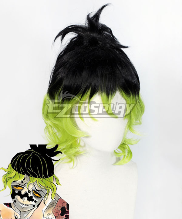 Demon Slayer: Kimetsu no Yaiba Gyutaro Black Green Cosplay Wig