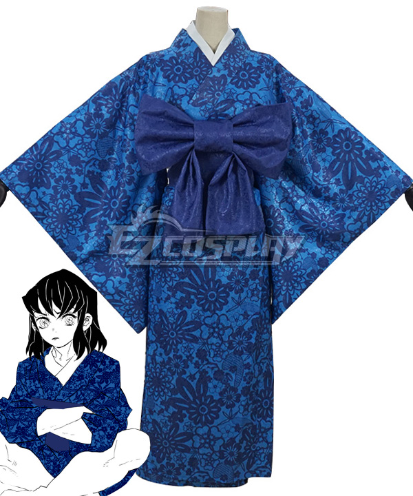 Demon Slayer: Kimetsu No Yaiba Inosuke Hashibira Blue Kimono Cosplay Costume