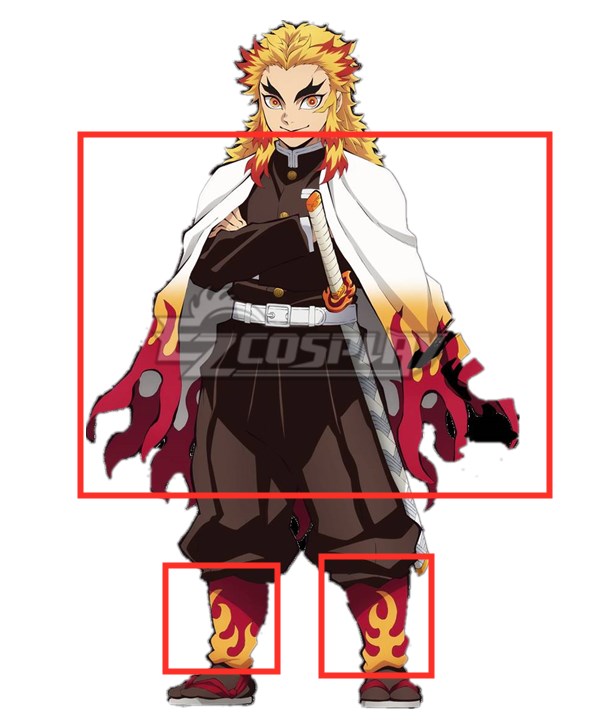 

Demon Slayer: Kimetsu No Yaiba Rengoku Kyoujurou Cosplay Costume -Only Cloak and Leg wear