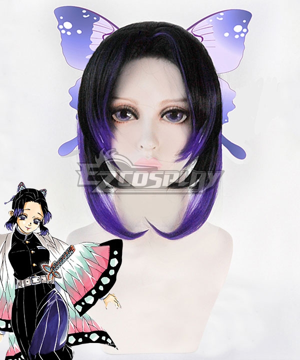 

Demon Slayer: Kimetsu No Yaiba Shinobu Kochou Black Purple Cosplay Wig