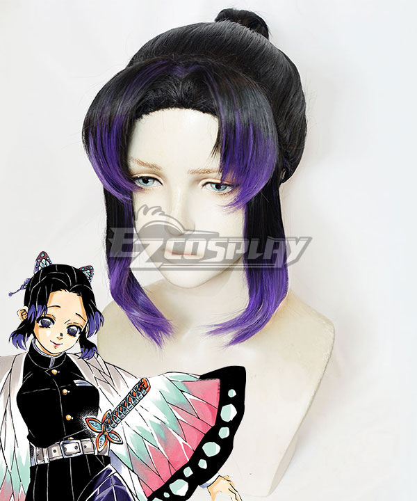Demon Slayer: Kimetsu No Yaiba Shinobu Kochou Black Purple Cosplay Wig - B Edition