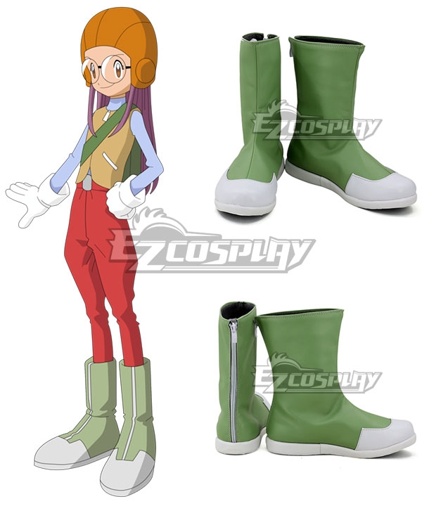 Digimon Adventure 2 Miyako Inoue Miyako Yolet Green White Shoes Cosplay Boots