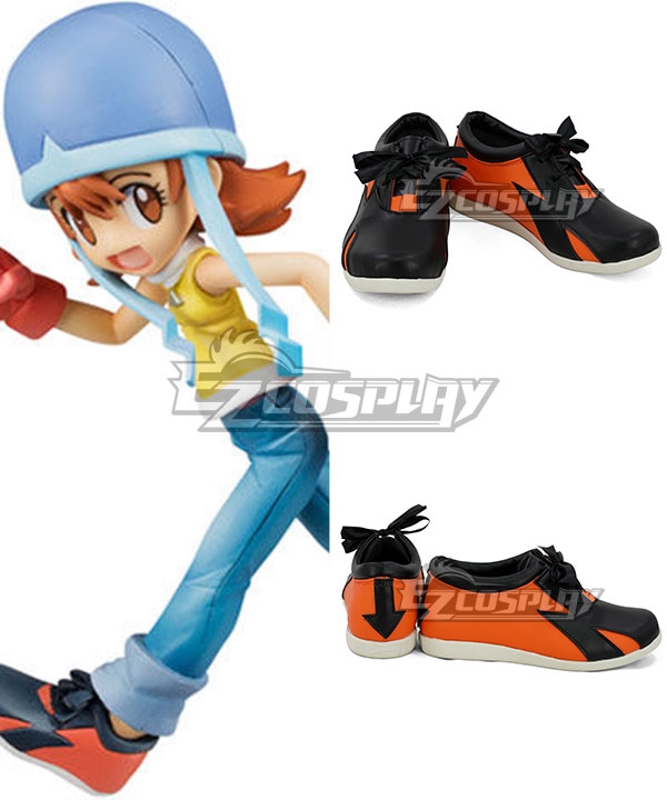 Digimon Adventure Digital Monster Torai Sora Takenouchi Sora Orange Black Cosplay Shoes