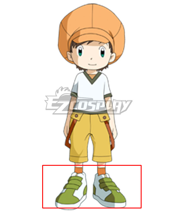 Digimon Frontier Tommy Himi Green White Cosplay Shoes