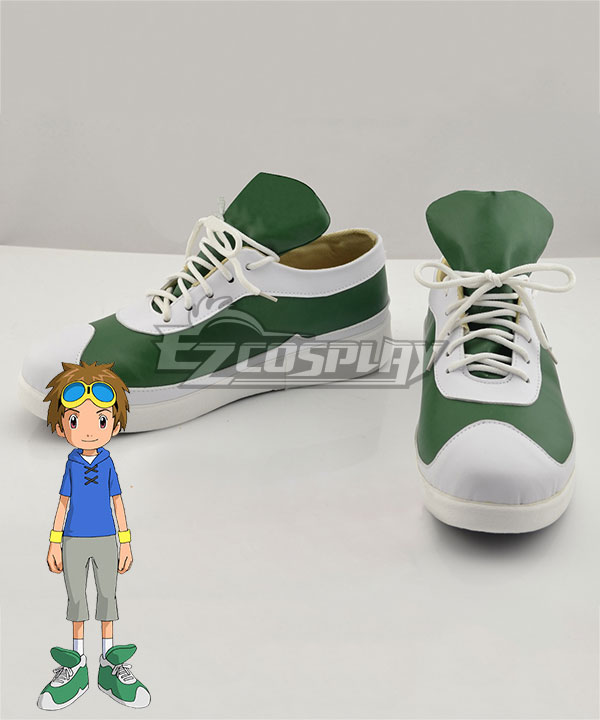 Digimon Tamers Takato Matsuki Brown Green Cosplay Shoes