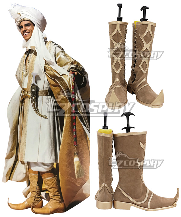 Disney 2019 Movie Aladdin Prince Ali Brown Shoes Cosplay Boots