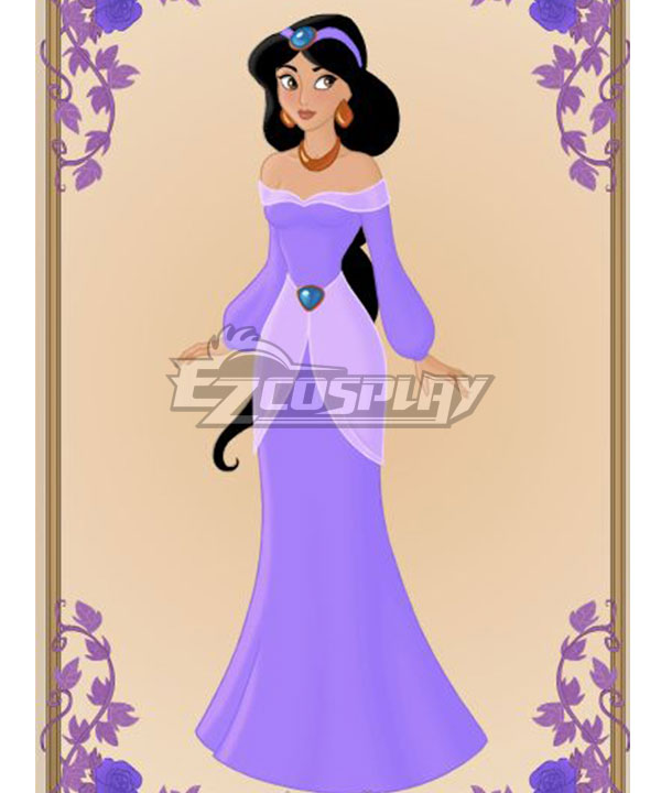 Disney ALADDIN Princess Jasmine Purple Dress Cosplay Costume