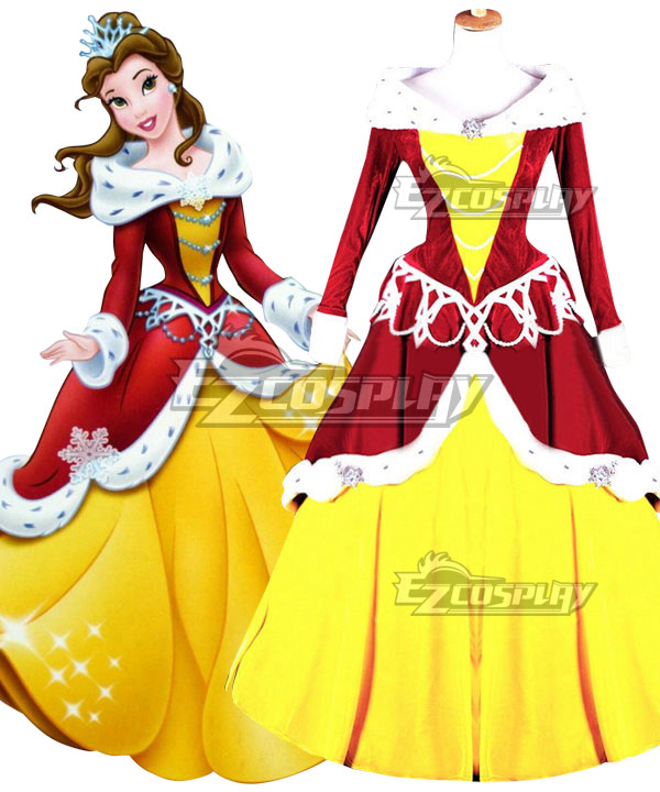Disney Beauty and The Beast Christmas Princess Belle Cosplay Costume