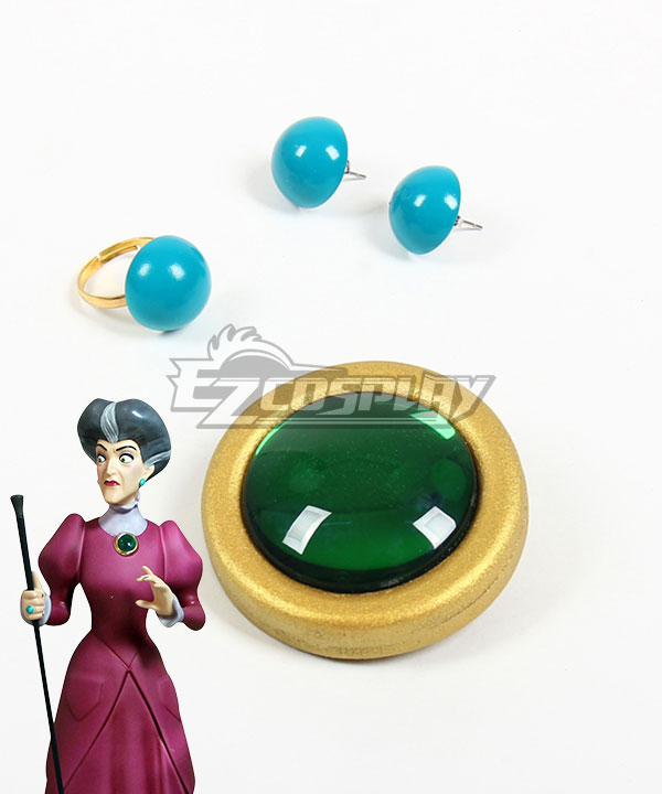 Disney Cinderella Lady Tremaine Wicked Stepmother Earrings Ring Pectoral Cosplay Accessory Prop
