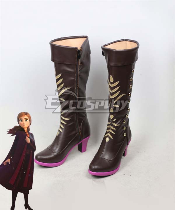 Disney Frozen 2 Anna Brown Shoes Cosplay Boots
