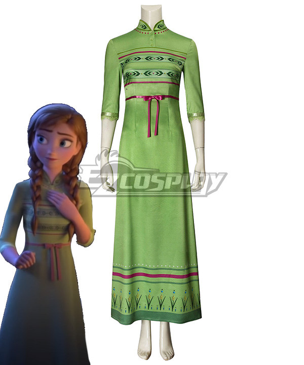 Disney Frozen 2 Anna Green Cosplay Costume