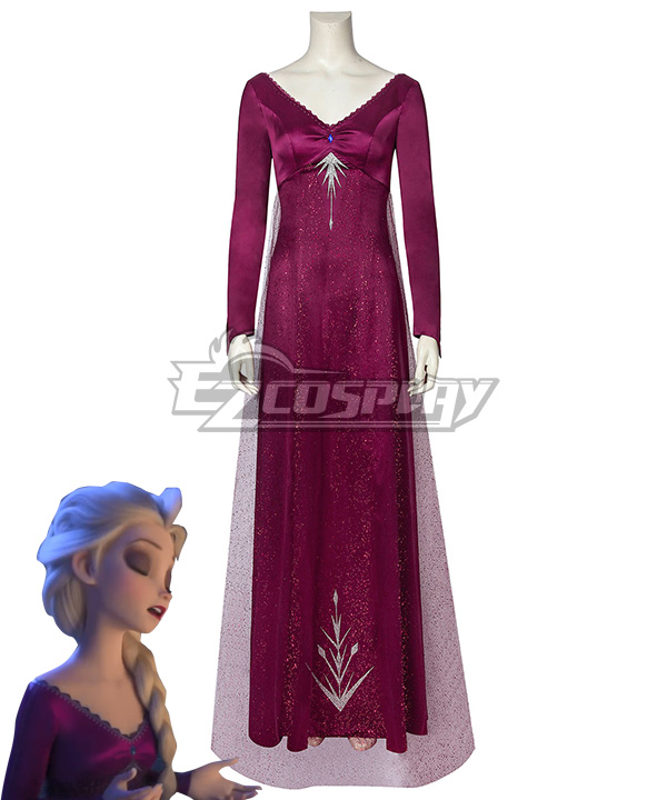 Disney Frozen 2 Elsa Snow Queen Purple Cosplay Costume