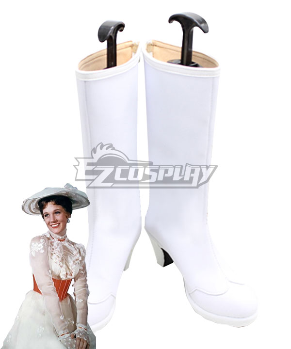 Disney Mary Poppins White Shoes Cosplay Boots