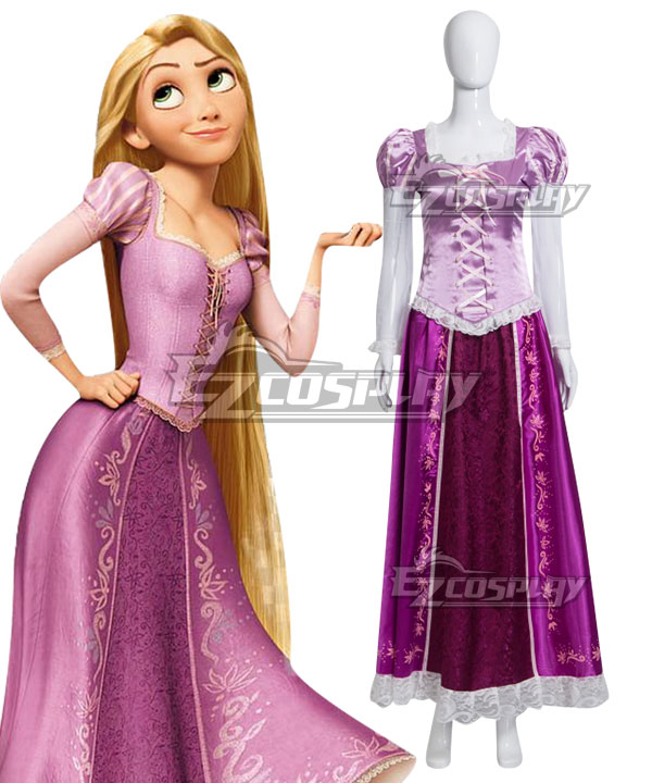 Disney Tangled Prinzessin Rapunzel Rosa Kleid Cosplay Kostüm