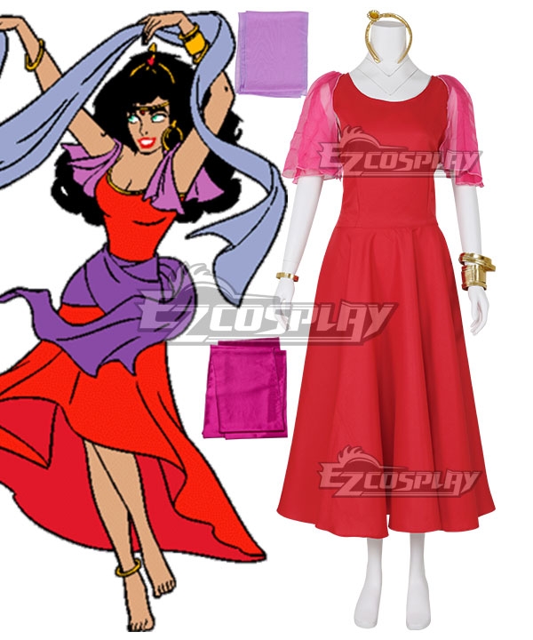 Disney The Hunchback Of Notre Dame Esmeralda Red Dress Cosplay Costume