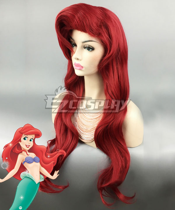 Disney The Little Mermaid Ariel Princess Deep Red Cosplay Wig