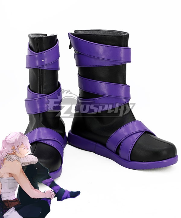 Donten Ni Warau Shirasu Kinjou Black Purple Shoes Cosplay Boots