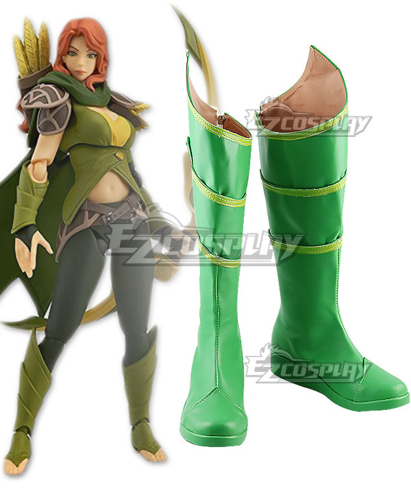 Dota 2 Windranger Green Shoes Cosplay Boots