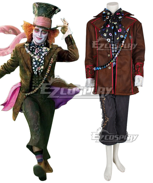 2016 Alice in WonderlandThrough the Looking Glass Mad Hatter Cosplay Costume No Brooch