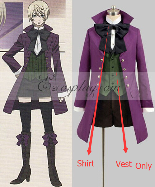 Black Butler Alois Trancy Coat Cosplay Costume - Shirt and Vest Only