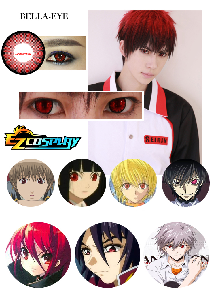 Bella Eye Generation of Miracles Kuroko's Basketball Kagami Taiga Red Cosplay Contact Lense