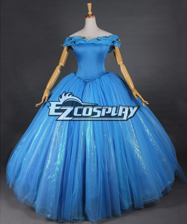 Cinderella 2015 Film Princess Cinderella Ella Party Dress Cosplay Costume -  B Edition