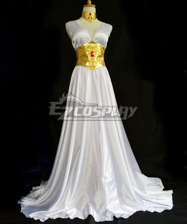 Saint Seiya Knights of the Zodiac Athena White Dress Cosplay Costume - B  Edition