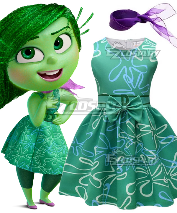 Kids Size Inside Out Disgust Cosplay Costume