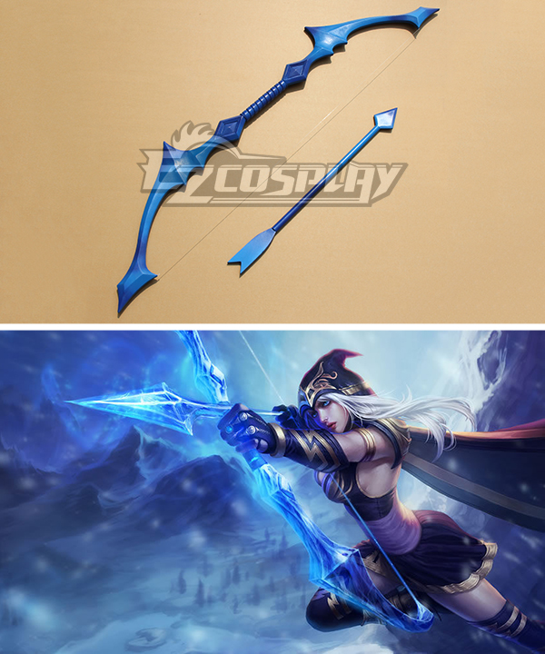 League of Legends Classic Ashe The Frost Archer Bow and arrow Cosplay Blue Weapon Prop