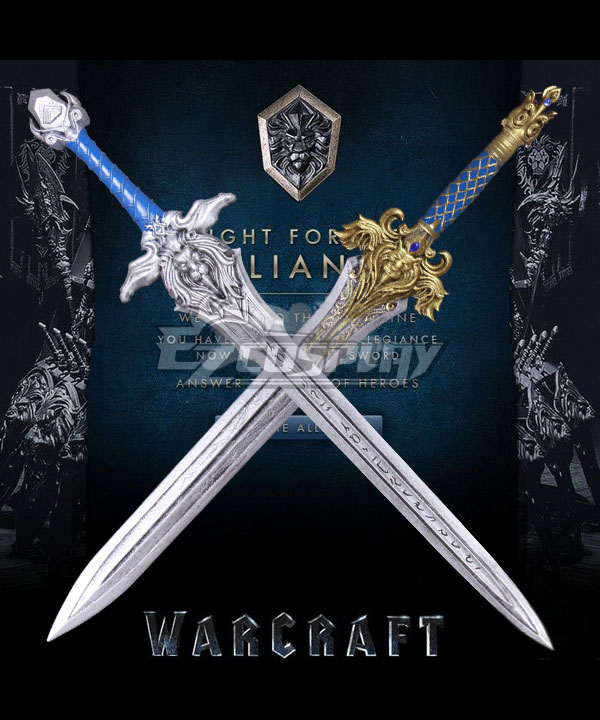 Warcraft The Beginning World of Warcraft WOW King Llane Wrynn I Lion Silver Sword Cosplay Weapon Prop