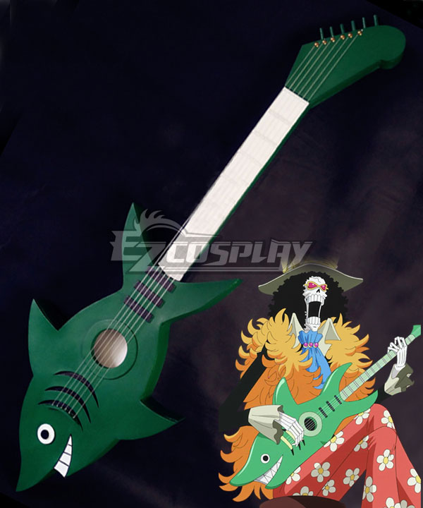 One Piece Brook Burukku Shark Guitar Cosplay Weapon Prop