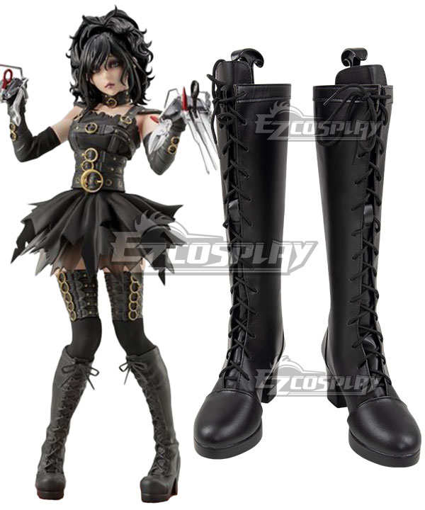 Edward Scissorhands Horror Female Halloween Black Shoes Cosplay Boots