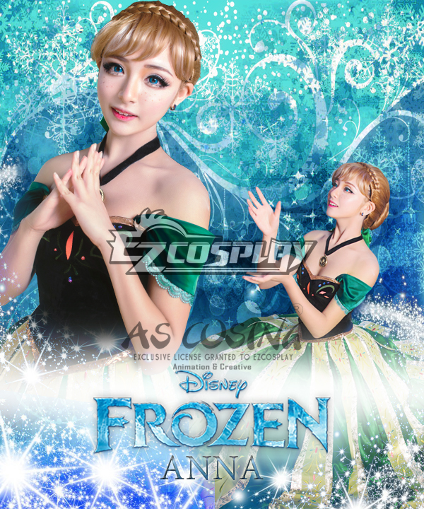 

Frozen Anna Outfit Disney Coronation Dress Cosplay Costume-Deluxe Ver