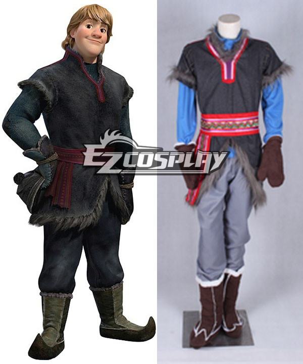 Disney Frozen Kristoff Movie Grey Outfit Full Set Cosplay Costume