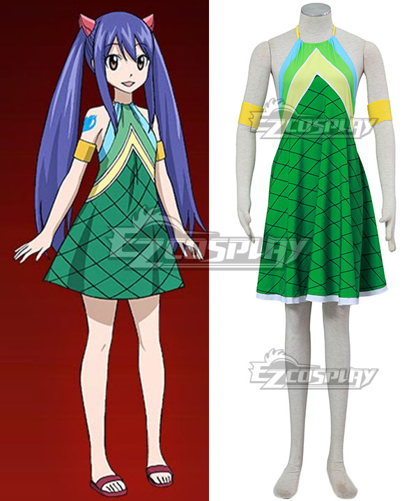 Fairy Tail Tenrou Island Arc Wendy Marvell Green Cosplay Costume