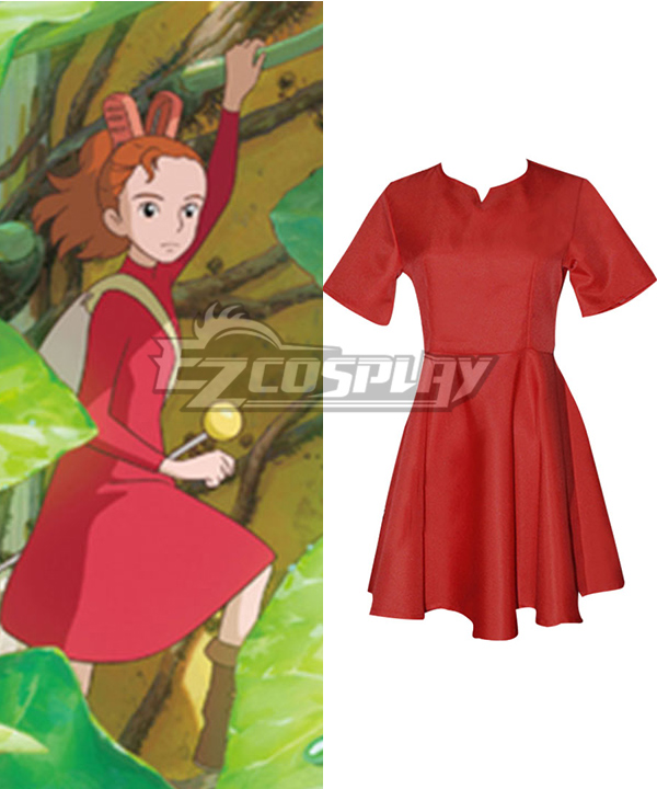 

Hayao Miyazaki The Borrower Arrietty The Secret World of Arrietty Arietti Red Dress Cosplay Costume