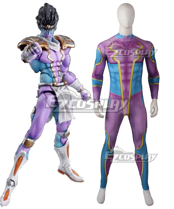 JoJo's Bizarre Adventure Jotaro Kujo Star Platinum Muscle Suit Zentai Jumpsuit Cosplay Costume