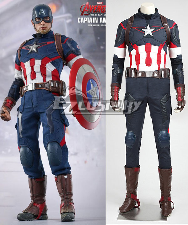 Marvel Avengers Age of Ultron Captain America Steve Rogers Cosplay Costume Deluxe Version